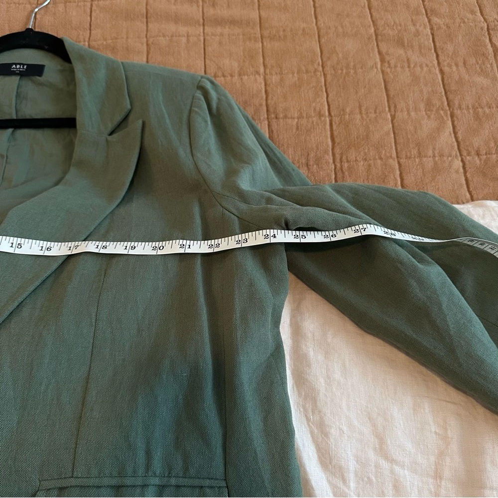 Able Heather Linen Sage Green Single-Button Tailored Blazer - Picture 9 of 15